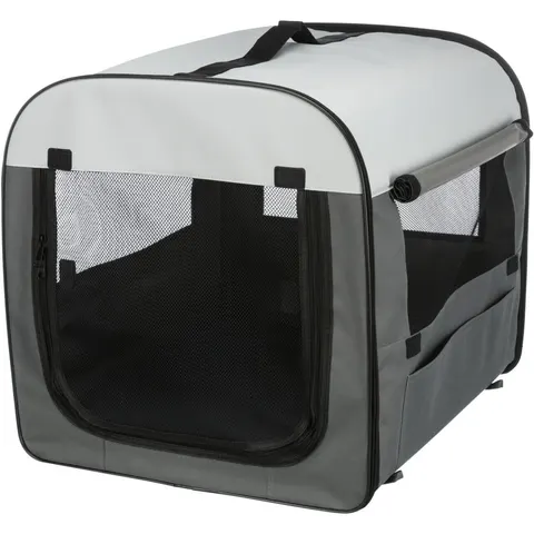 Tiertransportbox TRIXIE "Basic S", grau (dunkelgrau, hellgrau), B:50cm H:50cm T:60cm, Nylon, Polyester, Tiertransportbehälter, Tiertransportbox, Faltbar, Gute L – Bild 1