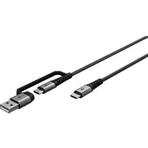 goobay 2in1 USB-Kabel 2m silber, spacegrau – Bild 1