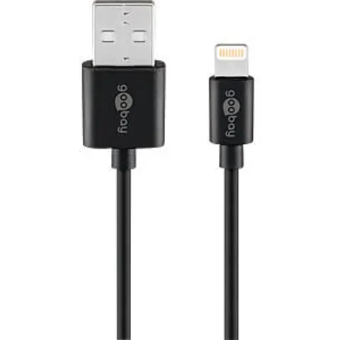 Goobay Lightning USB Lade- und Synchronisationskabel, 2m, schwarz – Bild 1