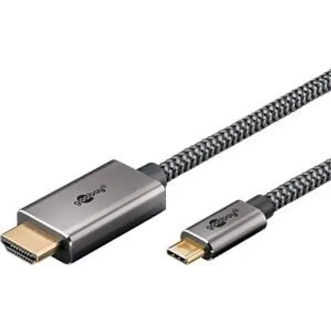 goobay USB-C/HDMI Kabel 3m silber, schwarz – Bild 1