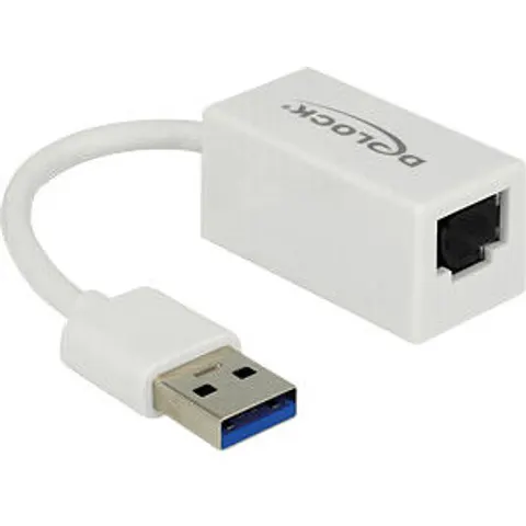 DELOCK Adapter SuperSpeed USB-A St > Gigabit LAN komp. Weiß – Bild 1
