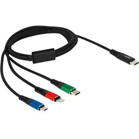 DELOCK USB-C Ladekabel 3 in 1 – Schwarz – Bild 1
