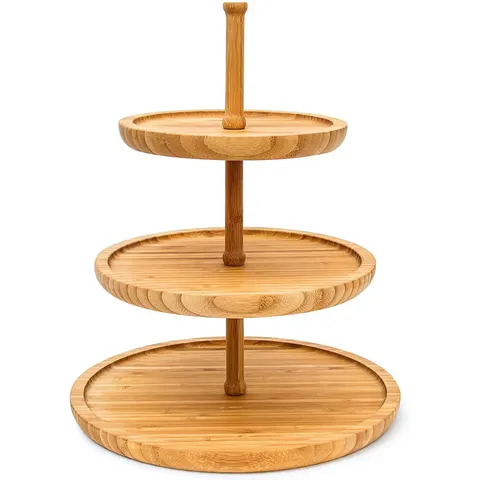 etagère - 3 laags - bamboe - Ø 20 - 25 - 30 cm – afbeelding 1
