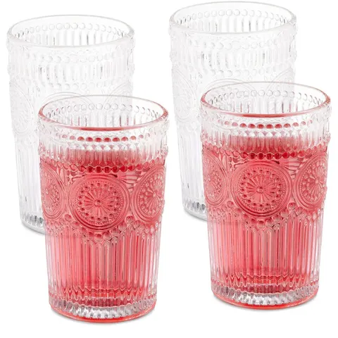 Transparante drinkglazen met mandala-patroon - set van 4 - boho-stijl – afbeelding 1