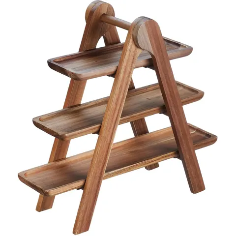 etagère hout - 3 laags - inklapbaar -38 x 41 x 15 cm – afbeelding 1
