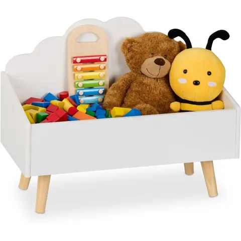 speelgoedkist - wolkvorm - 45 x 58 x 28 cm - kinderkamer - wit – afbeelding 1