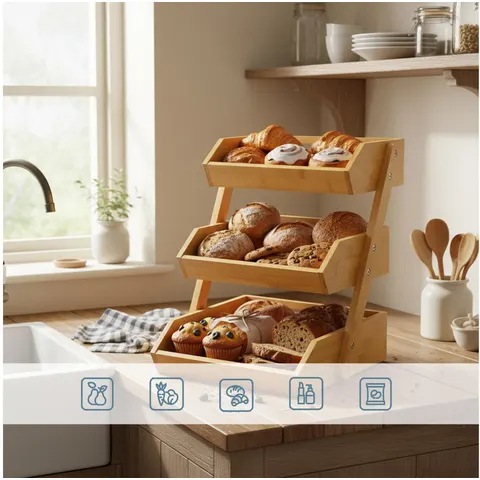 Fruitmand etagère - 3 laags - bamboe – 517083 – afbeelding 1