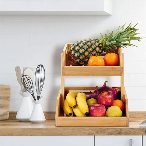 Fruitmand etagère - 2 laags - bamboe – afbeelding 1