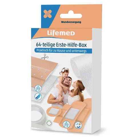 Lifemed Erste-Hilfe-Pflaster-Box, 64-teilig – Bild 1