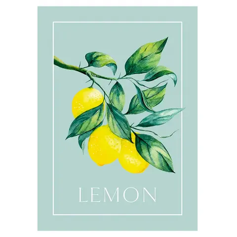 Bild mit Rahmen QUEENCE "oder Poster, Lemon - Zitronenzweig", bunt (farbe bild(er): grün, blau, gelb), B:30cm H:40cm T:0,2cm, Papier, Bilder, Bild mit Rahmen, H – Bild 1