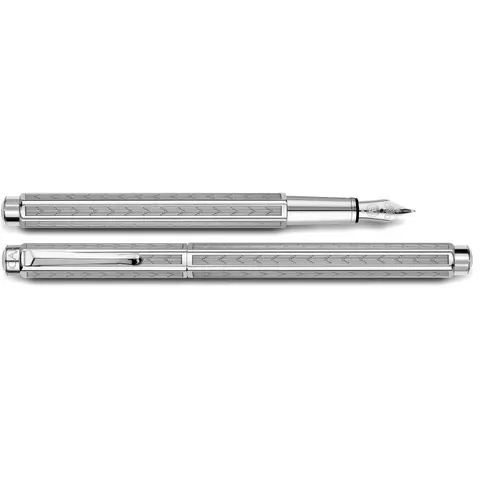 Füllfederhalter "Ecridor Chevron Medium (M)", silber (silberfarben), Kunststoff, Stifte, Füllfederhalter silberfarben Einheitsgrösse – Bild 1