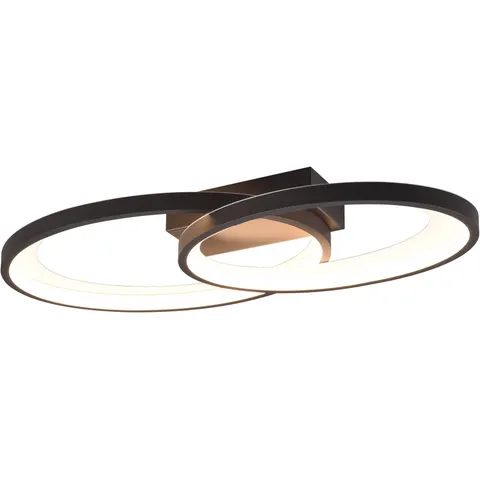 Reality Leuchten Malaga LED ceiling light with 2 rings, black – image 1