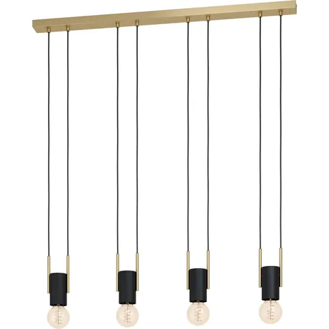 EGLO Bitachito Hanglamp - E27 - 93 cm - Zwart/Koper – afbeelding 1