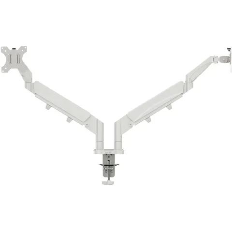Monitorarm Leitz Ergo ruimtebesparend dubbel grijs – afbeelding 1