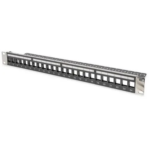 DIGITUS 19, Keystone Patch Panel, 24 Port, 1 HE, schwarz – Bild 1