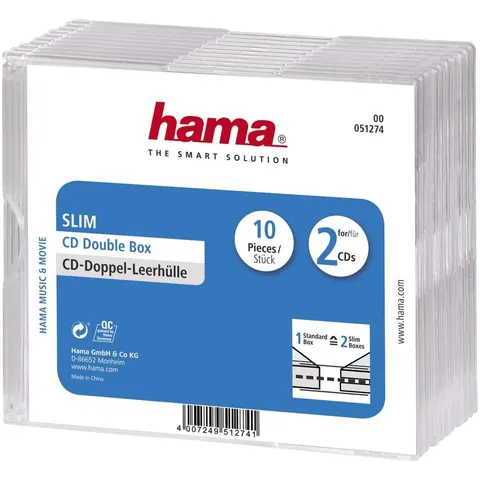 Hama Cd Doosjes Dubbel Slimline Per 10 – afbeelding 1