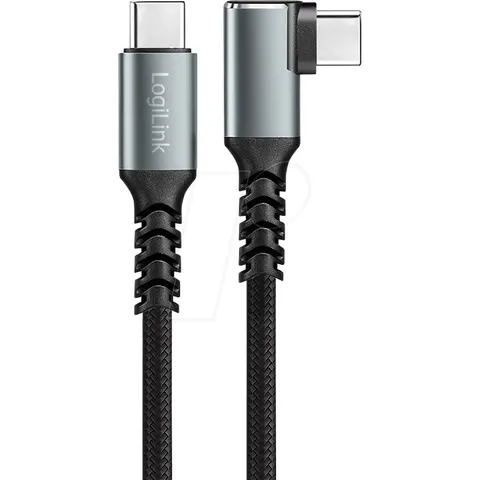 LOGILINK CU0270 - Sync & charging cable, USB-C -> USB-C angled, 0.5 m, black – image 1