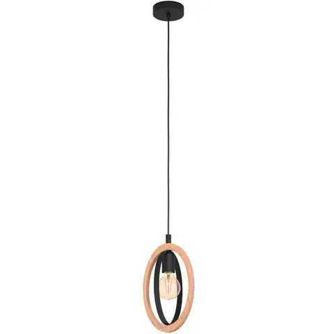 EGLO Basildon Hanglamp - E27 - 19 cm - Zwart/Bruin – afbeelding 1
