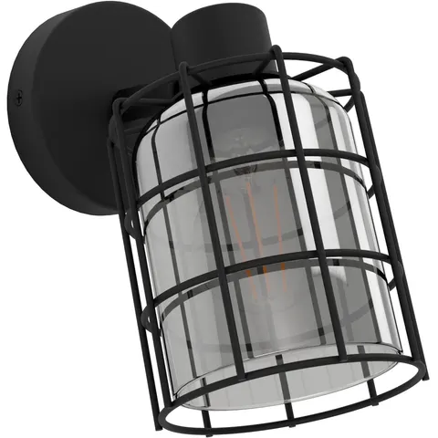 EGLO Consaca Opbouwspot - E27 - Staal|Glas - Zwart – afbeelding 1