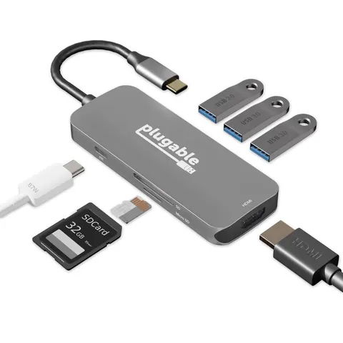Plugable Technologies USB-C Hub 7-in-1. Driverless USB C Hub Compatibl – image 1