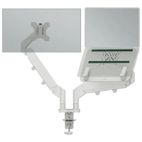 LEITZ Monitorarm Ergo mit Notebookhalterung, hellgrau – Bild 1