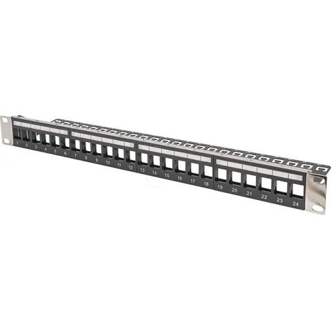 DIGITUS 19, Keystone Patch Panel, 24 Port, 1 HE, schwarz – Bild 1