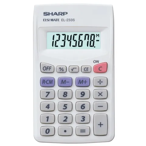 Sharp rekenmachine - grijs - 8 digit - 1x LR44 batterij – afbeelding 1