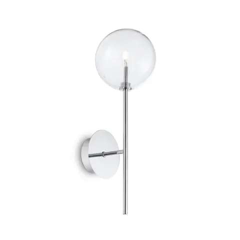 IDEAL LUX Equinoxe wall lamp, chrome/clear, height 45 cm – chrome, clear – image 1