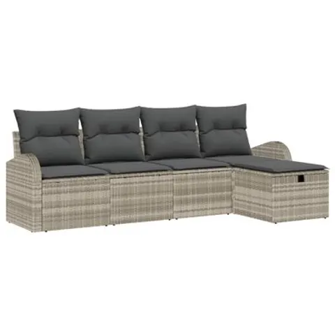 vidaXL Ensemble de Canapés 5 pc Gris clair polyrotin – 392640 – image 1