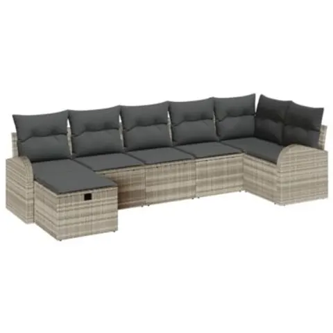 vidaXL Ensemble de Canapés 7 pc Gris clair polyrotin – 393043 – image 1