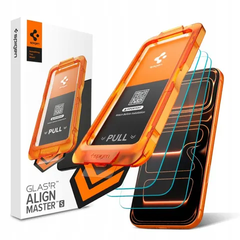 Spigen AlignMaster Geschikt voor Apple iPhone 17 Pro - 9H Tempered Glass Screen Protector - Case Friendly - Gemakkelijke Installatie - 3-Pack – afbeelding 1