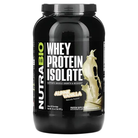 NutraBio, Whey Protein Isolate, Alpine Vanilla, 2 lb (907 g) – image 1