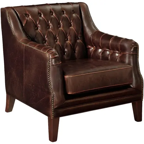 Vente-unique Fauteuil en cuir COLBERT - Marron – image 1