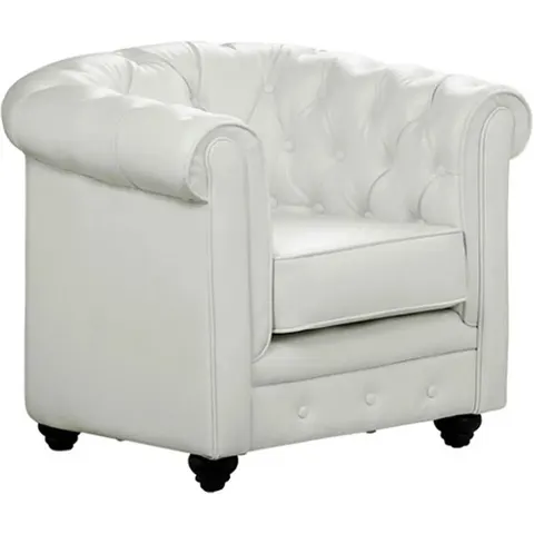 Vente-unique Fauteuil en simili CHESTERFIELD - Blanc – image 1