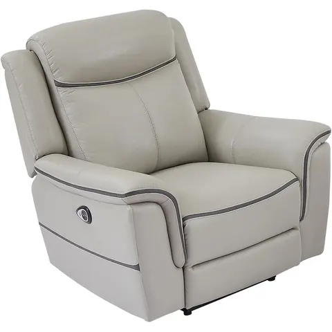 Vente-unique Fauteuil relax électrique en cuir gris clair ADELIO – image 1