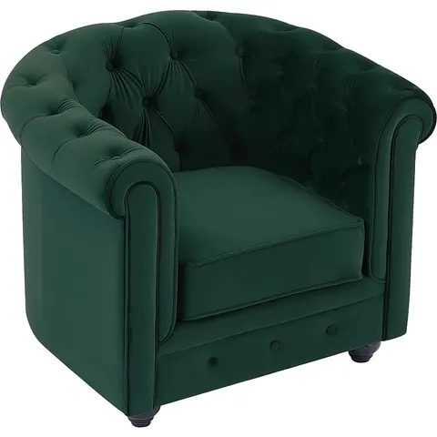 Vente-unique Fauteuil en velours vert CHESTERFIELD – image 1