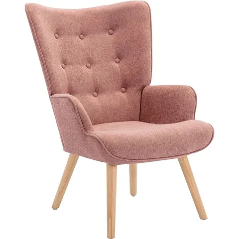 Vente-unique Fauteuil en tissu rose VATELY – image 1