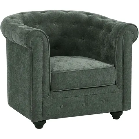 Vente-unique Fauteuil en tissu vert CHESTERFIELD – image 1