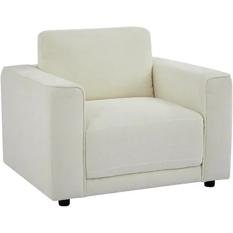 Vente-unique Fauteuil en tissu texturé blanc cassé NETUSO – image 1