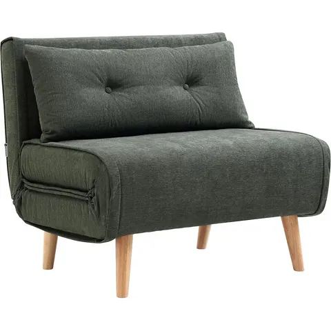Vente-unique Fauteuil convertible en tissu vert VALERIO – image 1