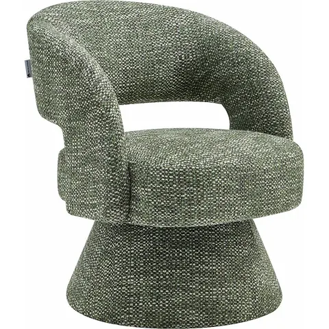 Vente-unique Fauteuil pivotant en tissu texturé vert NAROLIA de Maison Céphy – image 1