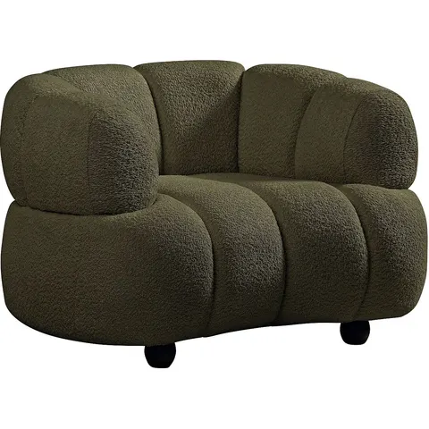 Vente-unique Fauteuil en tissu bouclette vert COLIANI – image 1