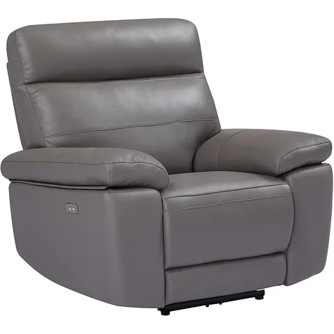 Vente-unique Fauteuil relax en cuir gris RANIFA – image 1