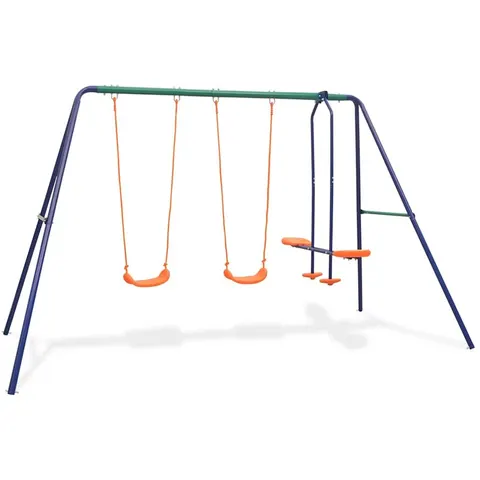 vidaXL Ensemble de balançoires avec 4 sièges Orange – image 1
