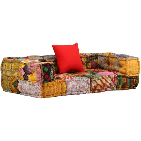 vidaXL Pouf modulaire à 2 places Patchwork Tissu – 580386 – image 1
