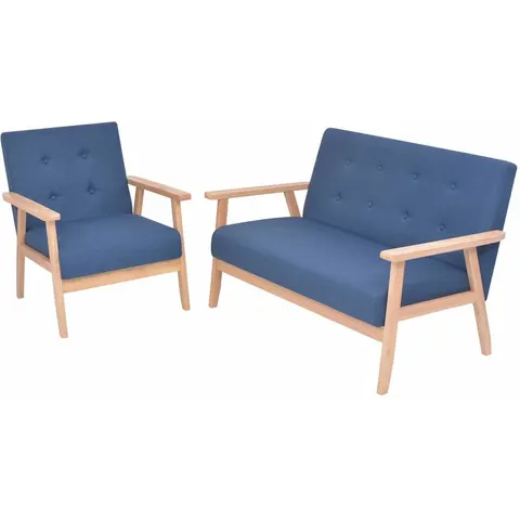 vidaXL Ensemble de canapé 2 pcs Tissu bleu – 587163 – image 1