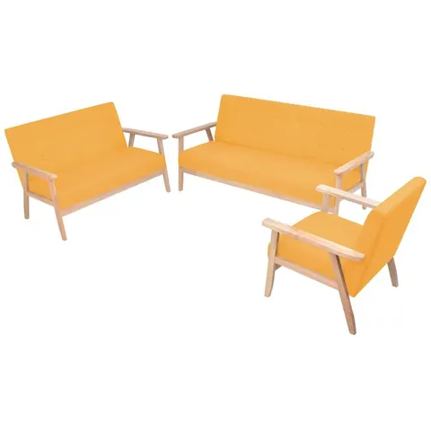 vidaXL Ensemble de canapé 3 pcs Tissu jaune – image 1