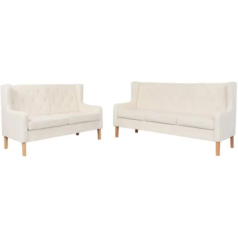 vidaXL Ensemble de canapés 2 pcs tissu blanc crème – 590033 – image 1