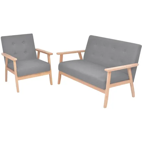 vidaXL Ensemble de canapés 2 pcs Tissu Gris clair – 606024 – image 1