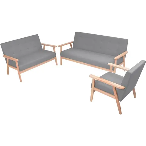 vidaXL Ensemble de canapés 3 pcs Tissu Gris clair – image 1
